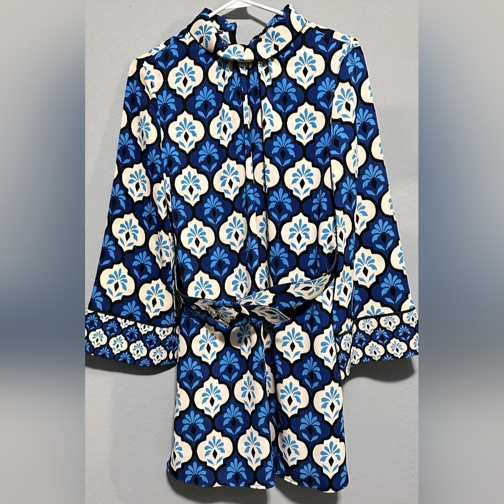 Blue and White Patterned Dress